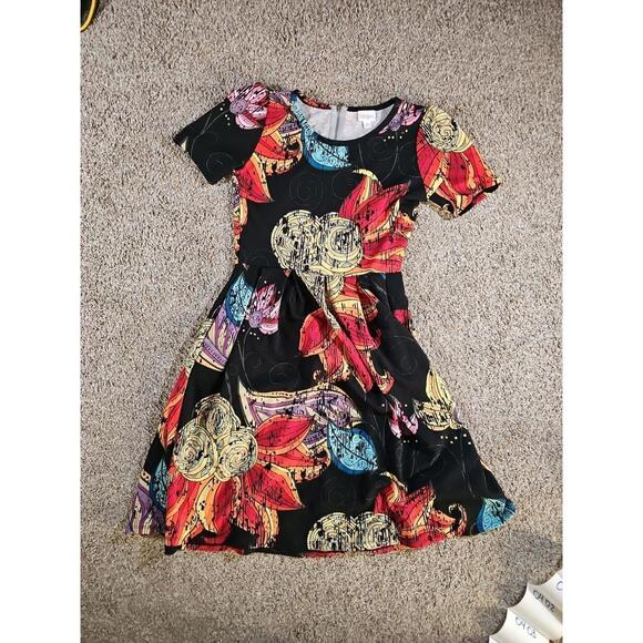 LuLaRoe Dress Floral Multicolor Medium Back Zipper - Picture 1 of 7